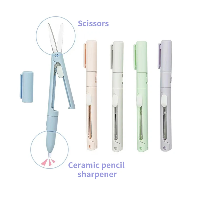 Mini Portable Scissors Paper Cutter Knife 2 In 1 Multifunctional Pocket Pen shape Scrapbooking Carving Cutting Art Tools For