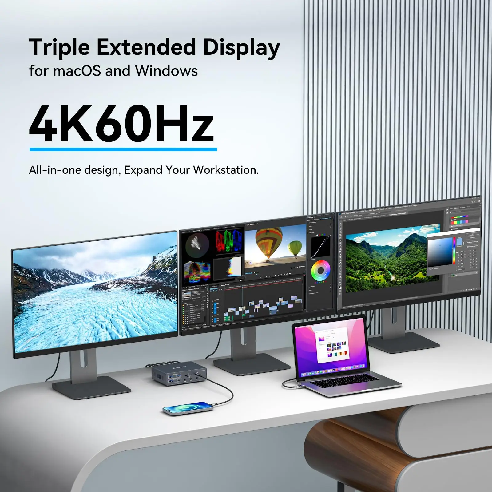 2025 19 في 1 USB 3.0 محطة إرساء Displaylink، شاشات ثلاثية 4K لجهاز MacBook M1 M2 M3 M4/Windows، قاعدة كمبيوتر محمول USB C 3 شاشات