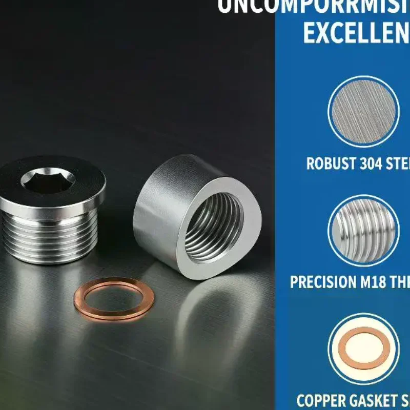 Oxygen Sensor Curved Cut Nut Plug High Precision Stainless Steel 1 Set for Accurate Auto Repair Jobs