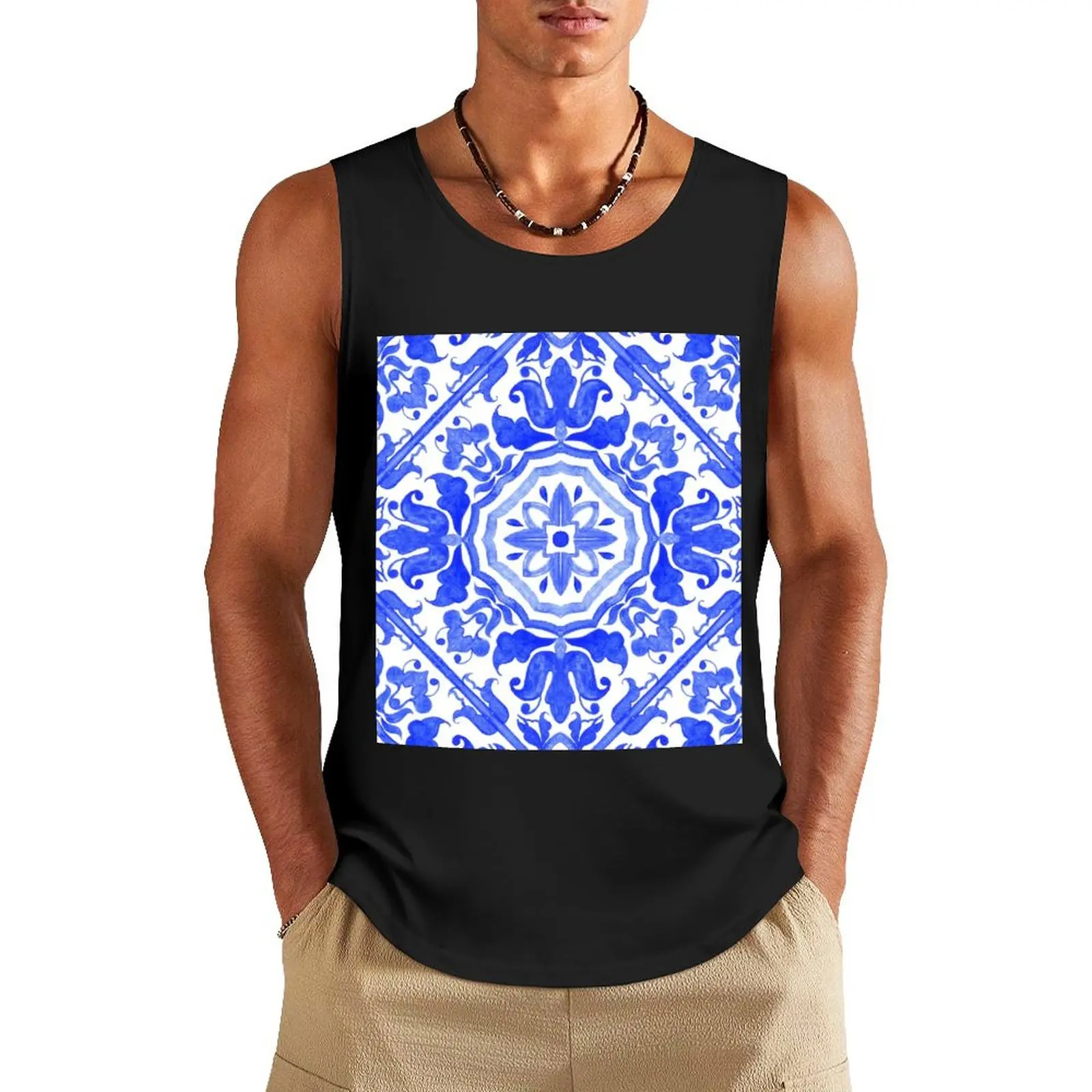 Portuguese azulejo tiles. Tank Top Men's sleeveless cute tops Men's clothing