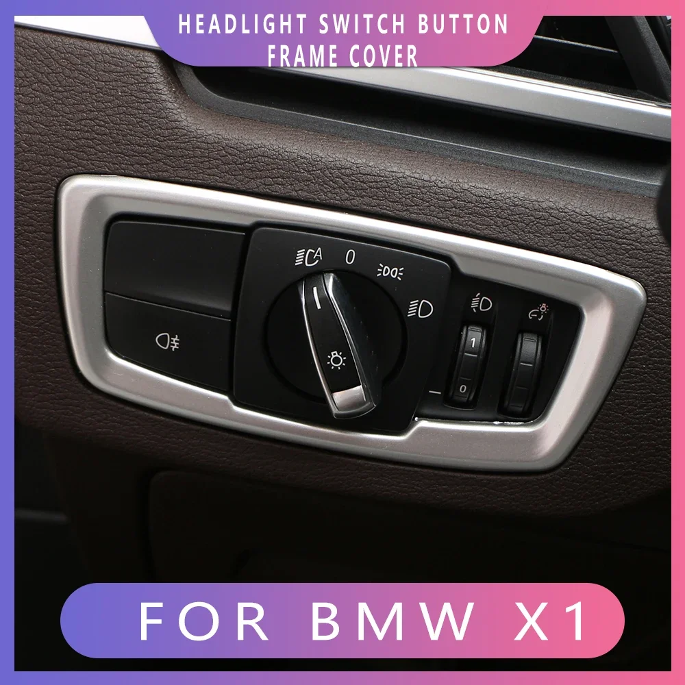 Car Headlight Switch Button Frame Cover Trim for BMW X1 F48 2016 2017 2018 2019 2020 X2 F39 Decoration Sticker Accessories