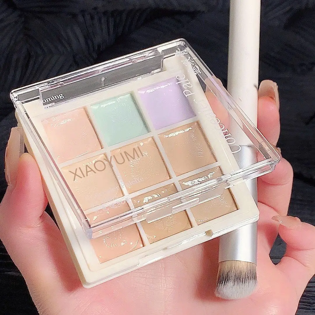 9色コンシーラーパレット、防水・防汗コンシーラー、シミ、ニキビ、クマ、涙痕用。色補正コ