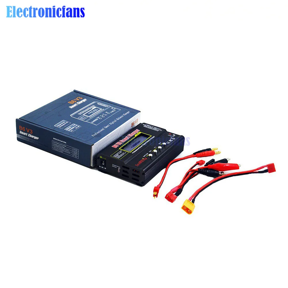 B6 V3 80W 6A Battery Charger 1S-6S Li-ion Lipo Ni-Cr Ni-MH Digital Balance Charger Discharger 12V Power Supply Adapter US Gauge