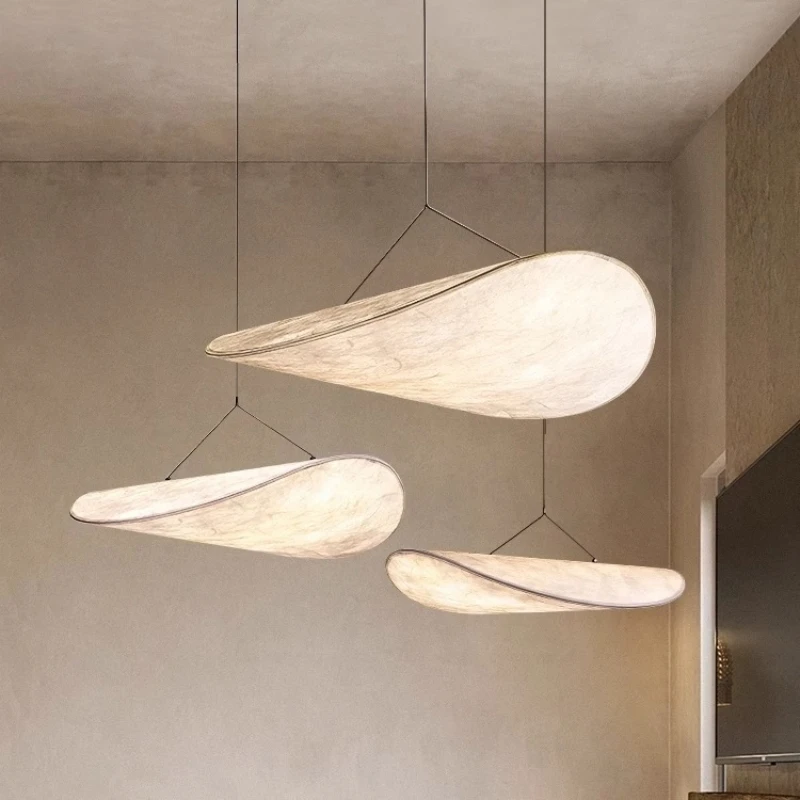 Tense قلادة ضوء الدوار LED الحرير قلادة ضوء لغرفة المعيشة غرفة نوم مطعم المنزل وابي سابي نمط النسيج مصباح معلق #1