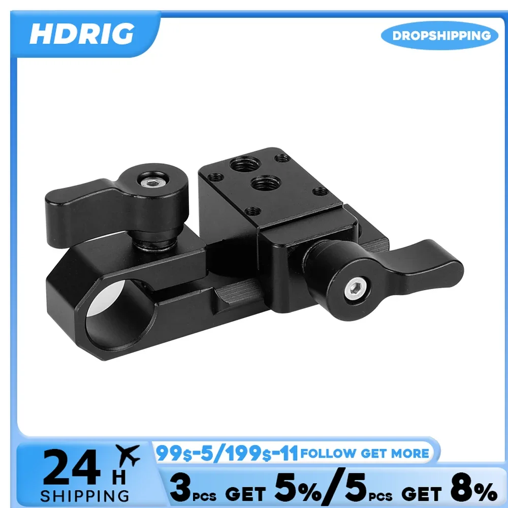 HDRIG Single 15mm Rod Clamp & NATO Clamp (Black Wingnuts) for GH5, 5DMarkIII Rig Camera Accessories