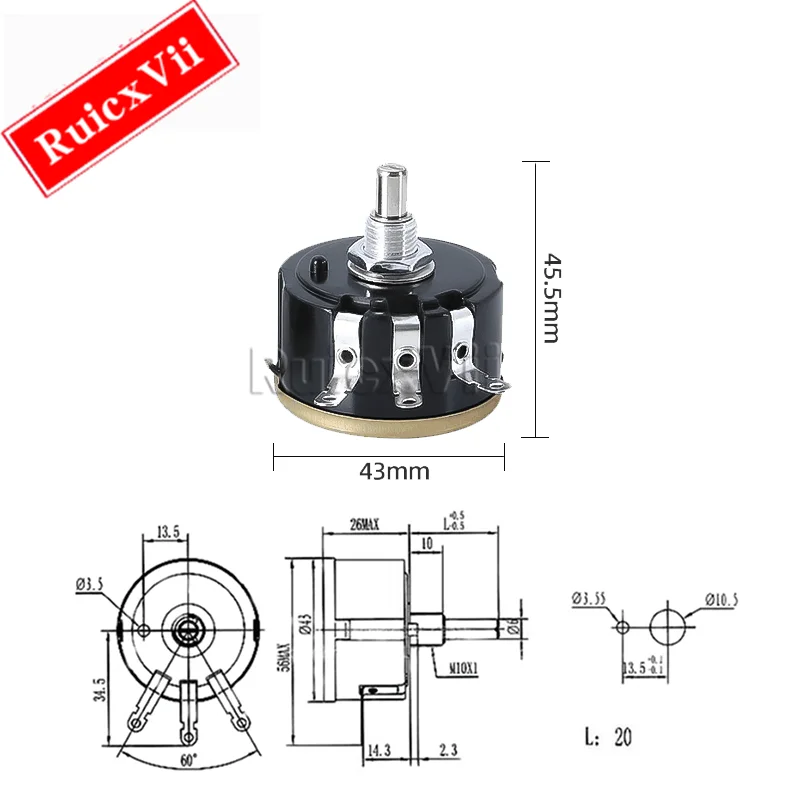 1pcs Single-turn Wirewound Potentiometer WX112(050) 5W 1K 2K2 4K7 10K 22K 33KK 47K