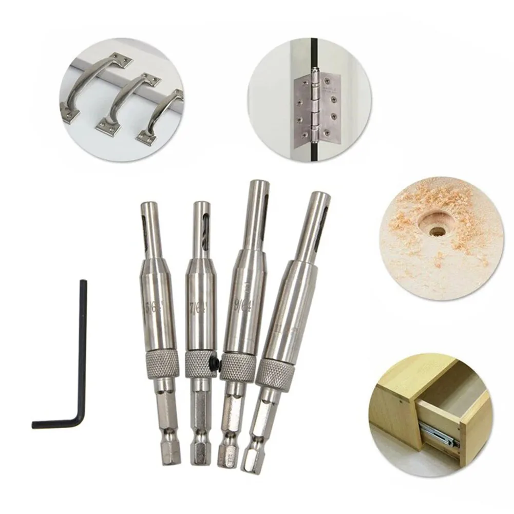 High Speed Steel Self Centering Hinge Drill Bits 4pcs for Accurate For Pilot Holes in Door and Cabinet Installation