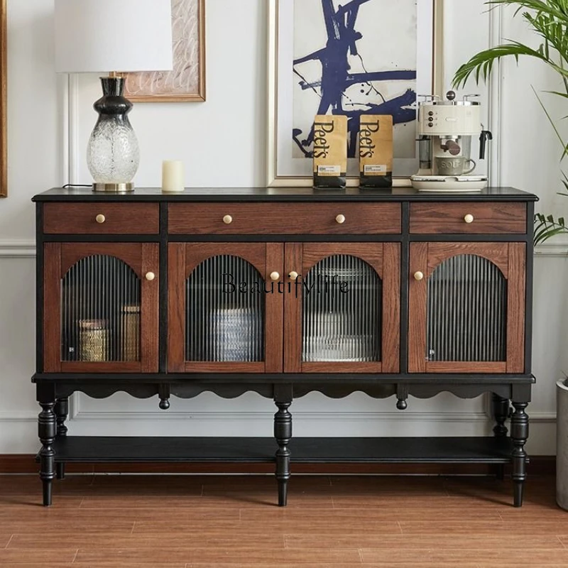 

French retro side cabinet against the wall station kitchen storage restaurant tea cabinet