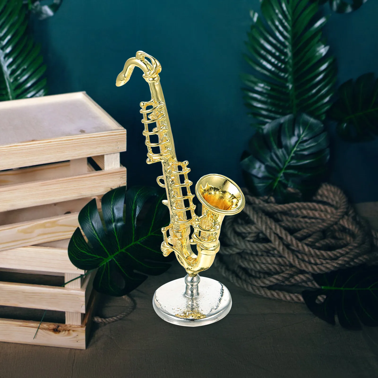 

Creative Saxophone Simulation Acrylic Decoration Desktop Ornament for Miniature Garden Micro Landscape Home Decoration
