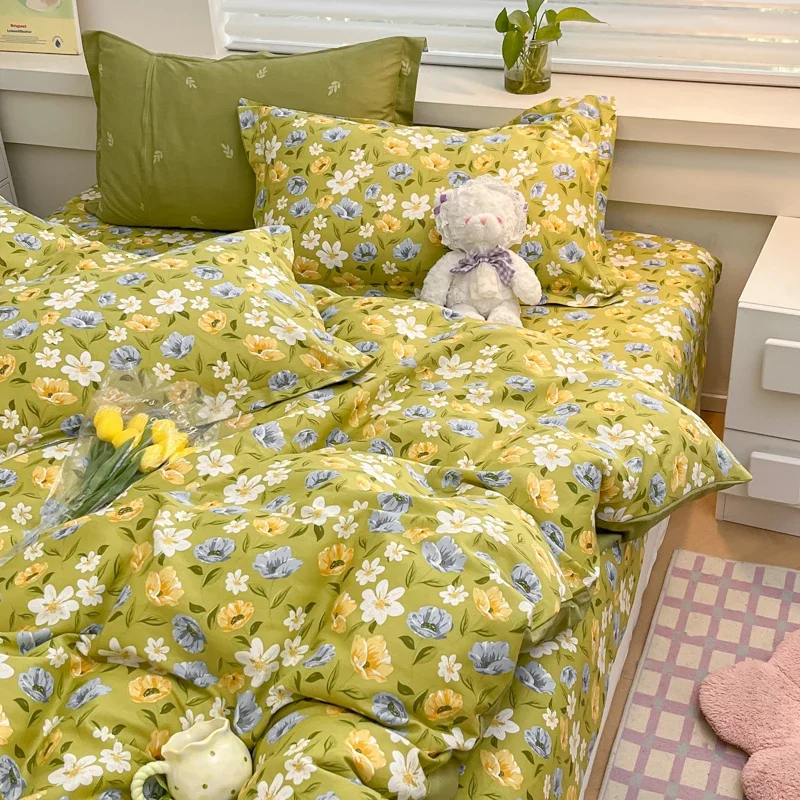 

Printed Floral Cotton Quilt Cover Skin Friendly Japanese and Korean Single Duvet High Quality Bedding 160x210 220 for Double Use