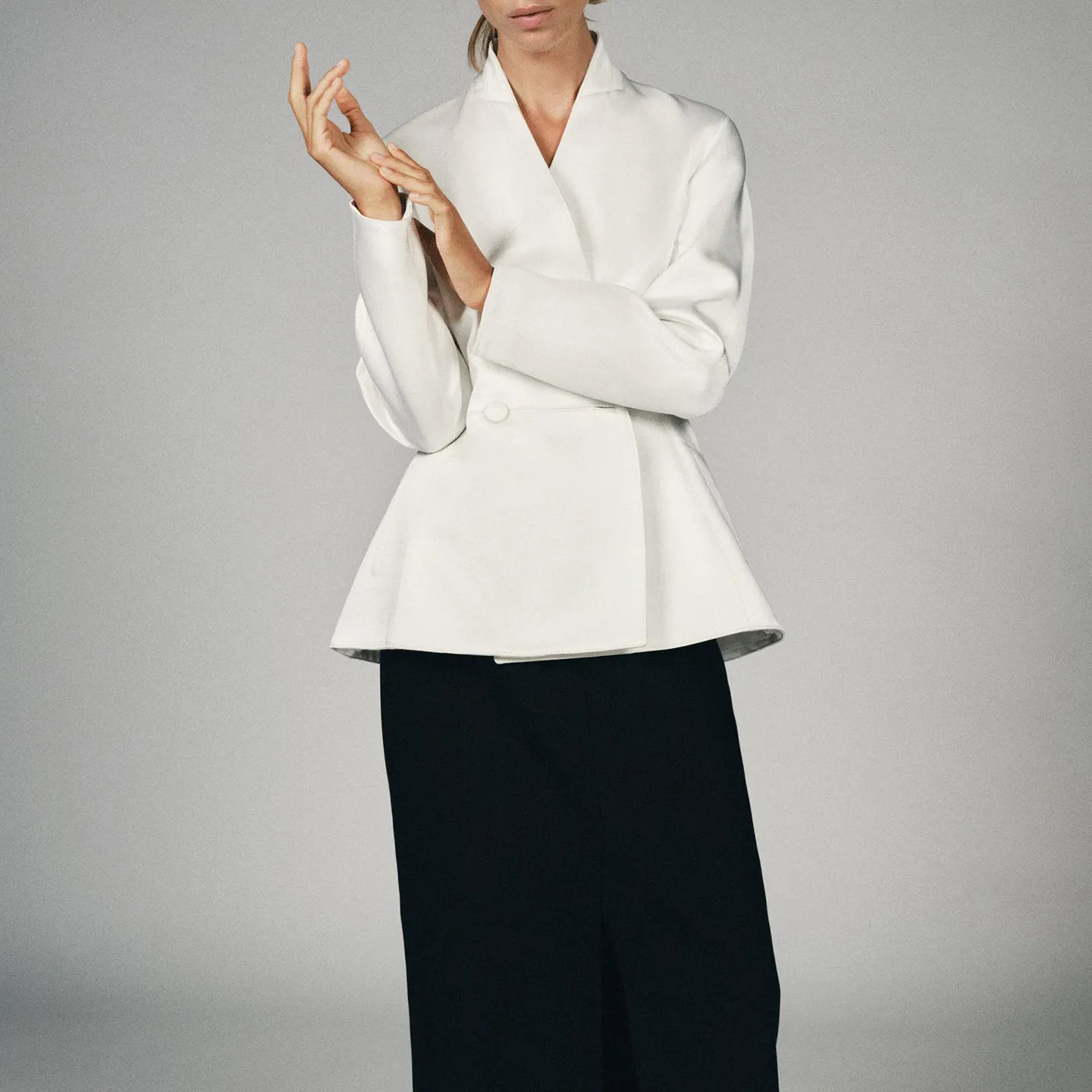 Fashionable Long Sleeve Waist-Cinching Double-Breasted Suit Jacket Women's Autumn Wear ZADATA Standard Fit Short Outerwear