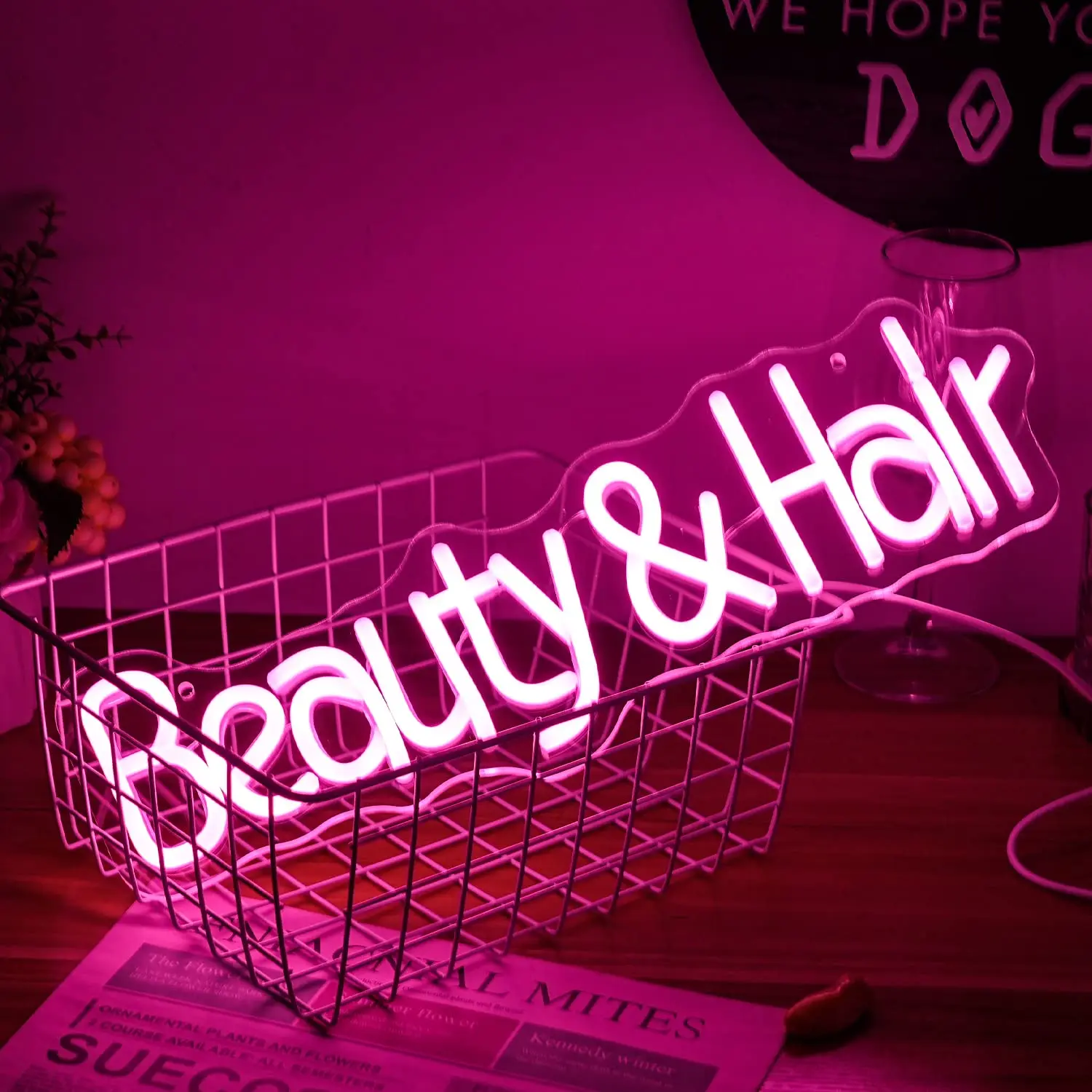 Beauty Hair Neon Signs Salon Hair Salon Sign Word LED Neon Light Sign Powered USB forBeauty Salons Decor for Girls Room Bedroom