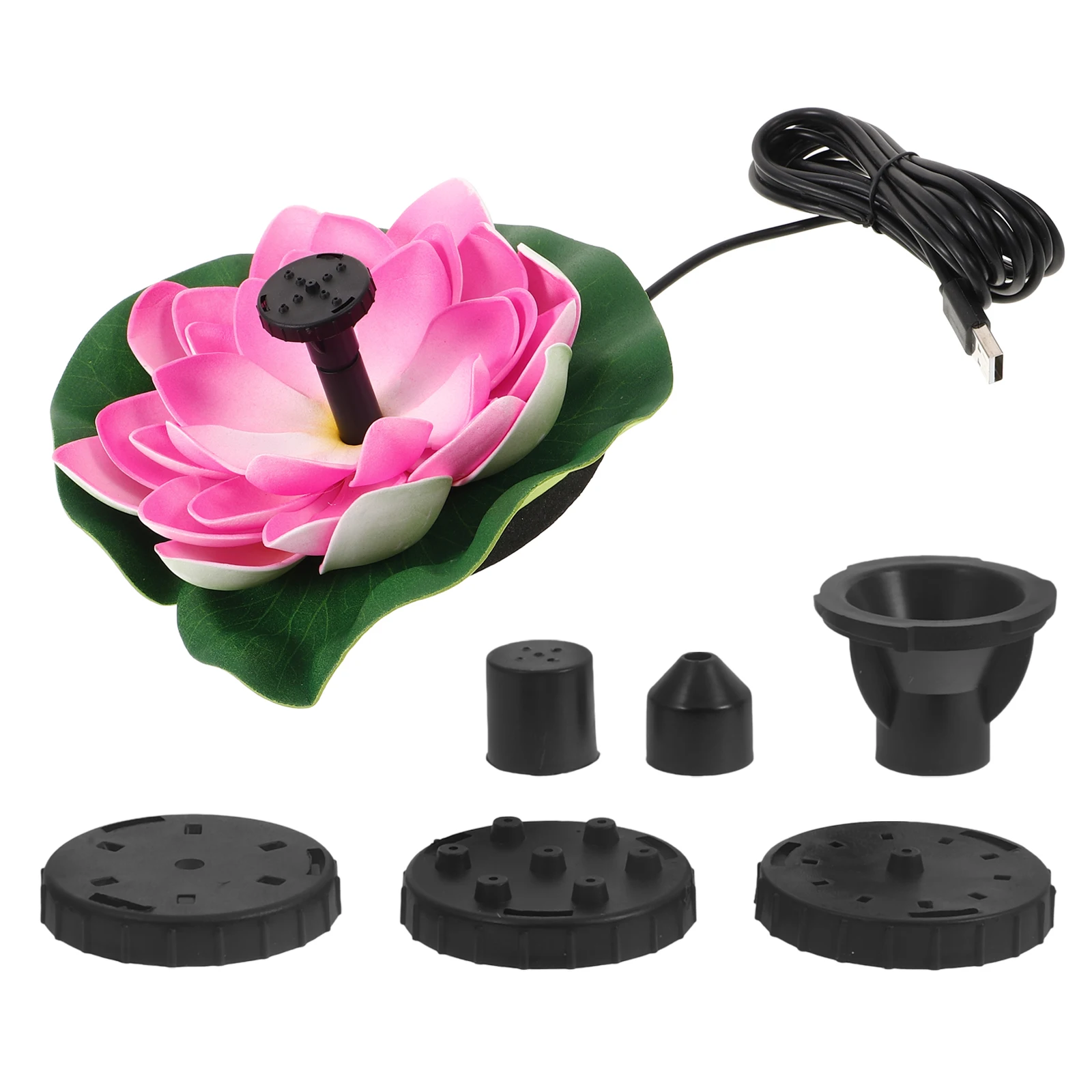 

1Set Stylish Lotus-Shaped Floating Fountain Pond Decor USB Rechargeable Easy Installation Home Supplies Garden Feature