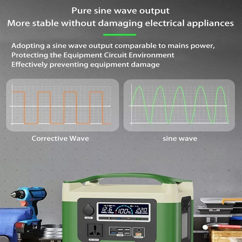 Centrale elettrica da campeggio portatile, alta potenza, 1500W, senza batteria, batteria da esterno, batteria da campeggio