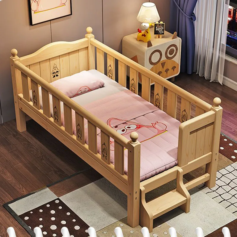 Solid Wood Kids Bed Girls Guardrail Fashion Platform Children Beds Toddler Boy Letto Una Piazza E Mezzo Bedroom Furniture