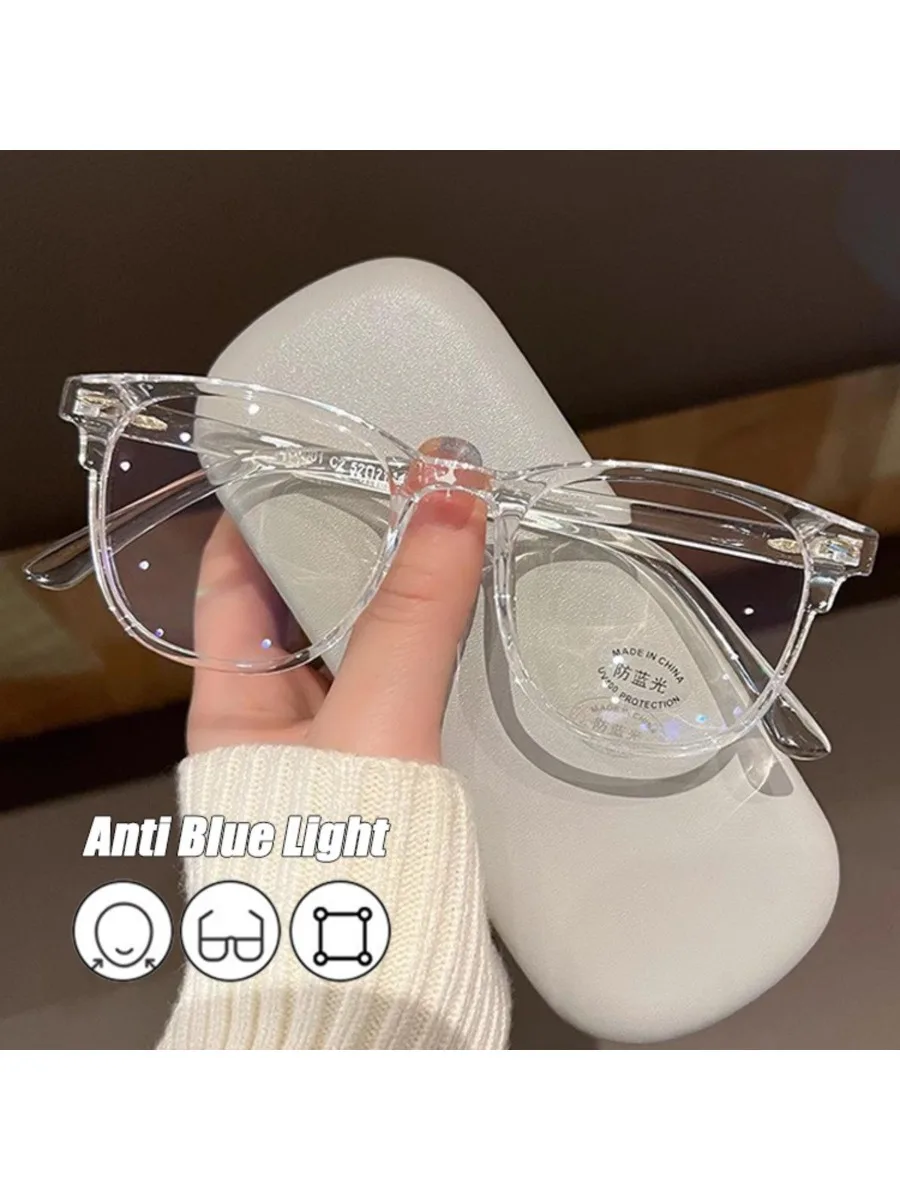 Lunettes transparentes Y2K Anti lumière bleue, grandes montures carrées, simples, mode coréenne, simples et élégantes, pour femmes et hommes