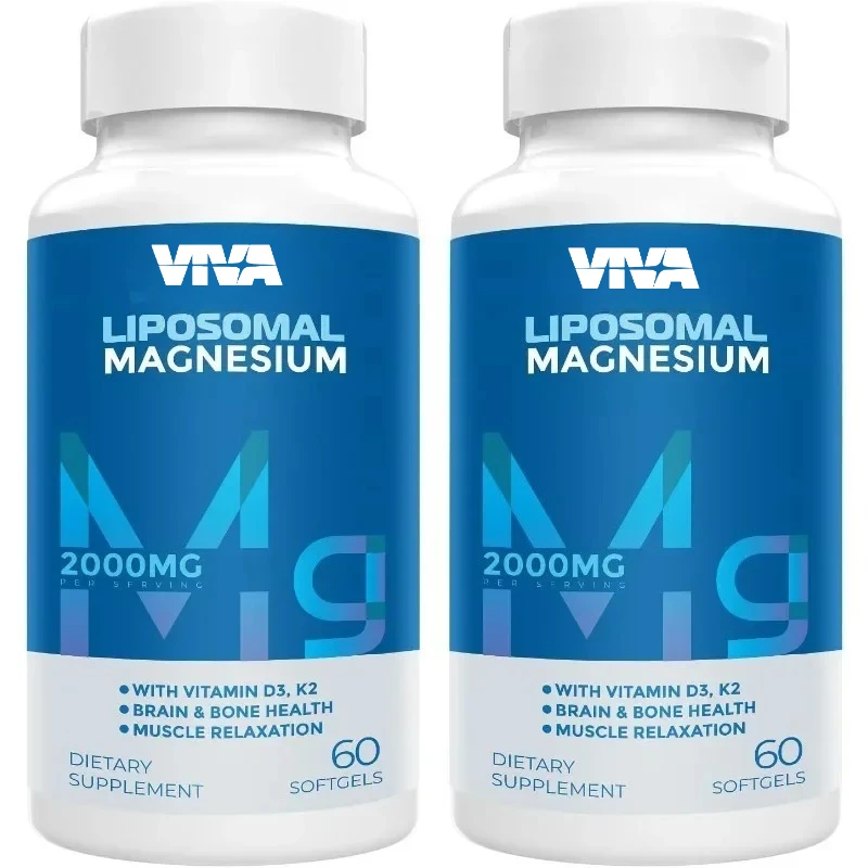 Liposome Magnesium Soft Capsules 2000mg - Magnesium Supplement Containing Vitamin D3 and K2- Bone Health -60 Capsules