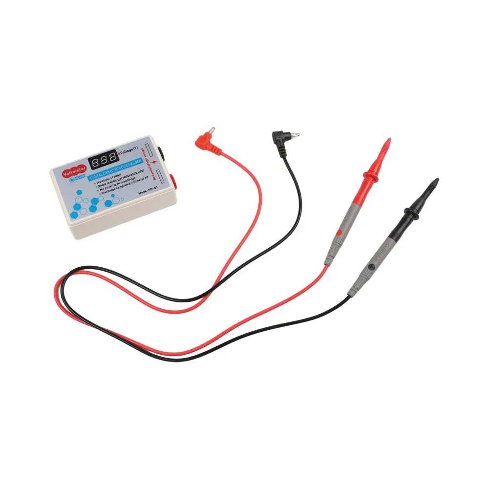 1Pc Digital Capacitor Discharger 1000V Fast High Voltage Safe Discharge Tool With Voltmeter For Electrical Maintenance Safety
