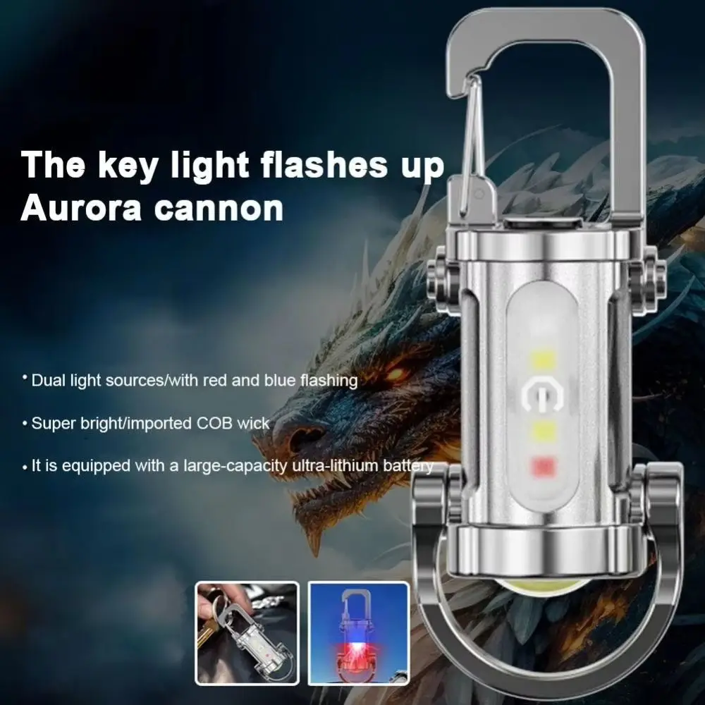 

Mini Keychain Flashlights USB Rechargeable with Red&Blue Light LED Torch Ultra Bright Camping Lantern for Searching Hiking