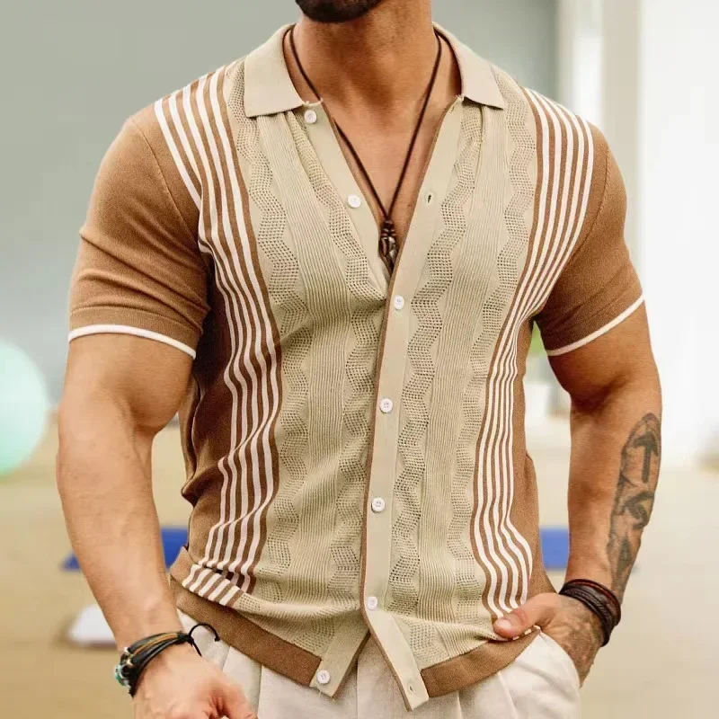 Summer New Ice Silk Men's Polo Shirt Men's Business Casual Polo Shirt T-shirt Men's Short-sleeved Knitwear Short-sleeved Tee Top