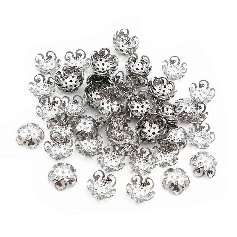 50pcs Stainless Steel Beads Caps Flower Shape Spacer Bead End DIY Jewelry Making Findings For Necklace Bracelet Accessories