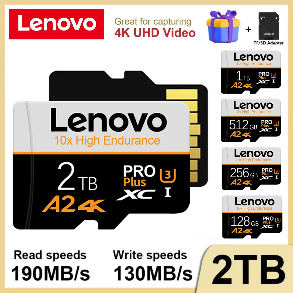 Lenovo 2TB SD Card 1TB 512GB SD Card 128GB Ultra-fast Transfer Micro TF SD Card 128GB Cartao De Memoria For Phone PC