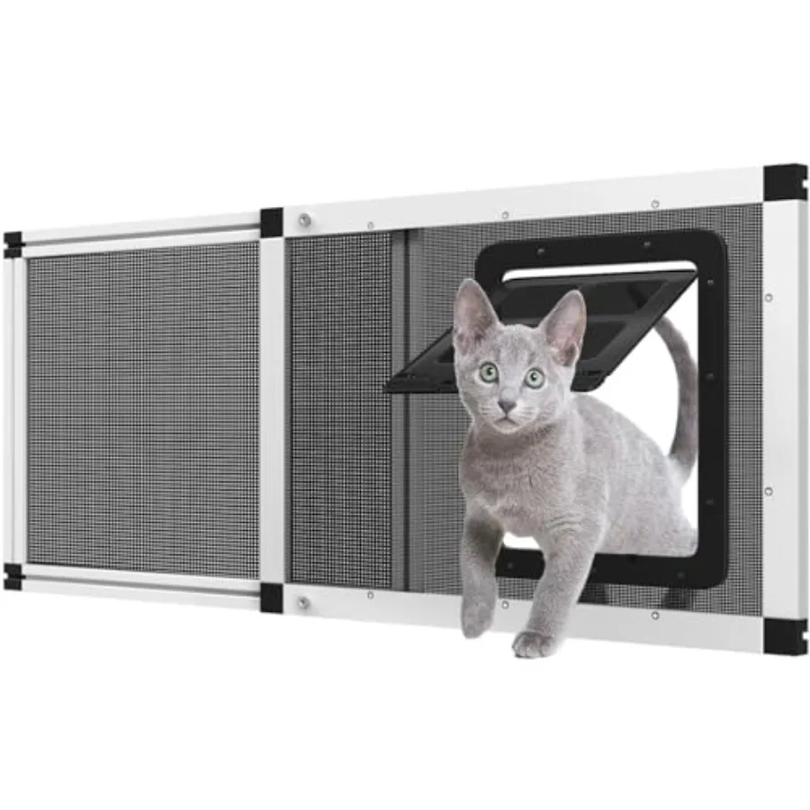 باب الحيوانات الأليفة ذو التهوية للنافذة يناسب نافذة عرض 3239 2 دقيقة تثبيت إطار من الألومنيوم + شبكة من الاستانلس ستيل قابلة للتنفس ومضادة للحشرات