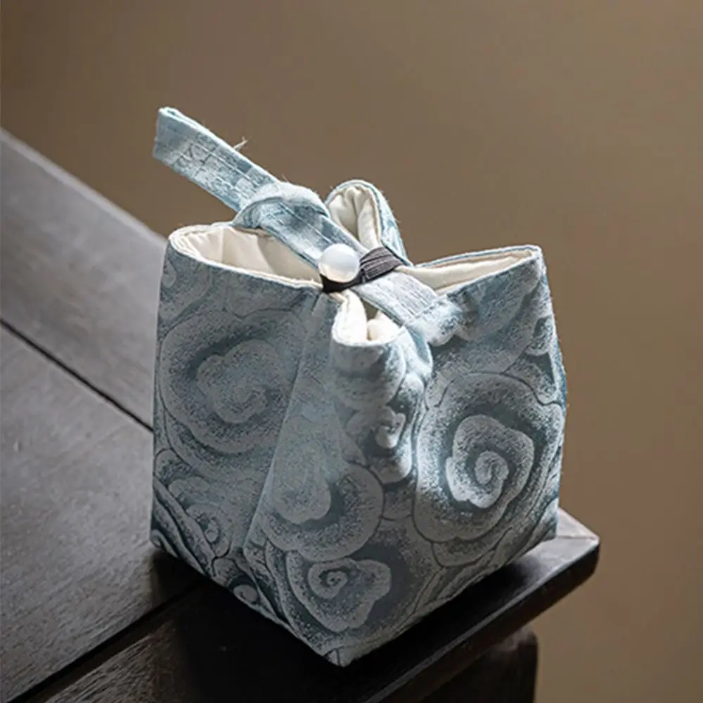 

Сумка в китайском стиле с вышивкой и цветочным принтом, сумка для хранения чайных принадлежностей, однотонный мешочек для мелочей