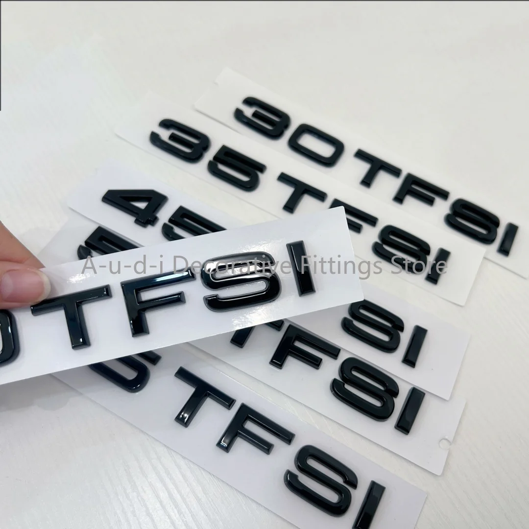 Bright black ABS number 30TFSI 35/40/45/50/55TFSI letter badge car logo Audi A Q S series car fender trunk displacement sticker