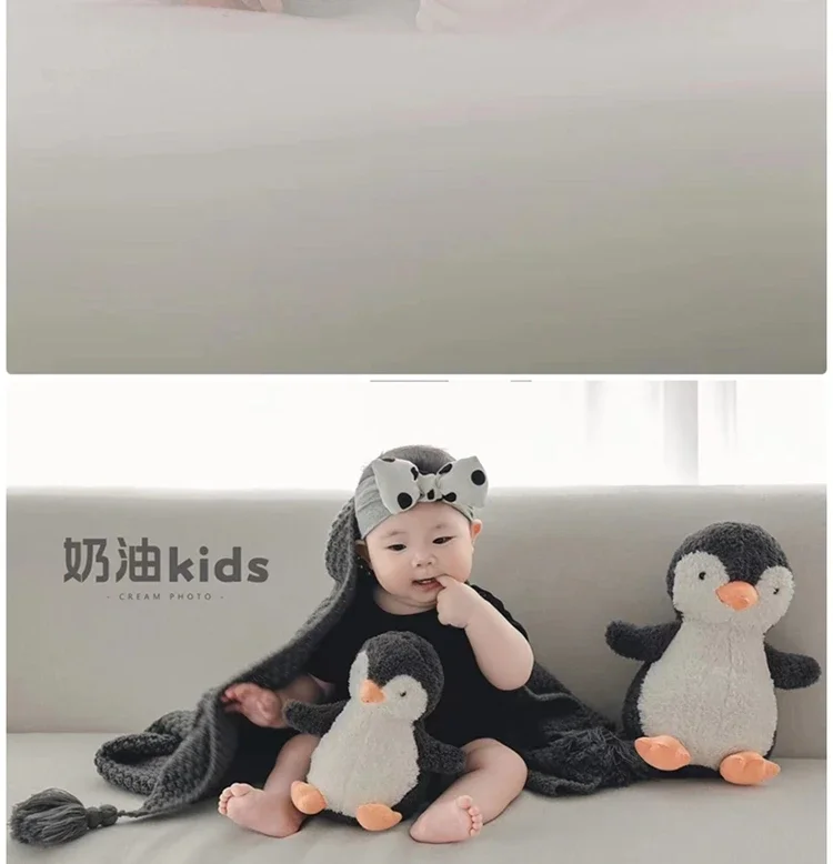 Bai Tian Baby Photography Costume Penguin Prop Half Year Old Photo Weekly Photo ropa recien nacido fotografia niña  신생아사진