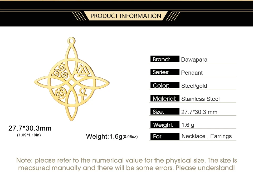 Dawapara Edelstahl Hexenknoten Charms für Halskette Ohrringe Trinity Knot Religiöse Symbole Anhänger DIY Schmuckherstellung – Detail 4