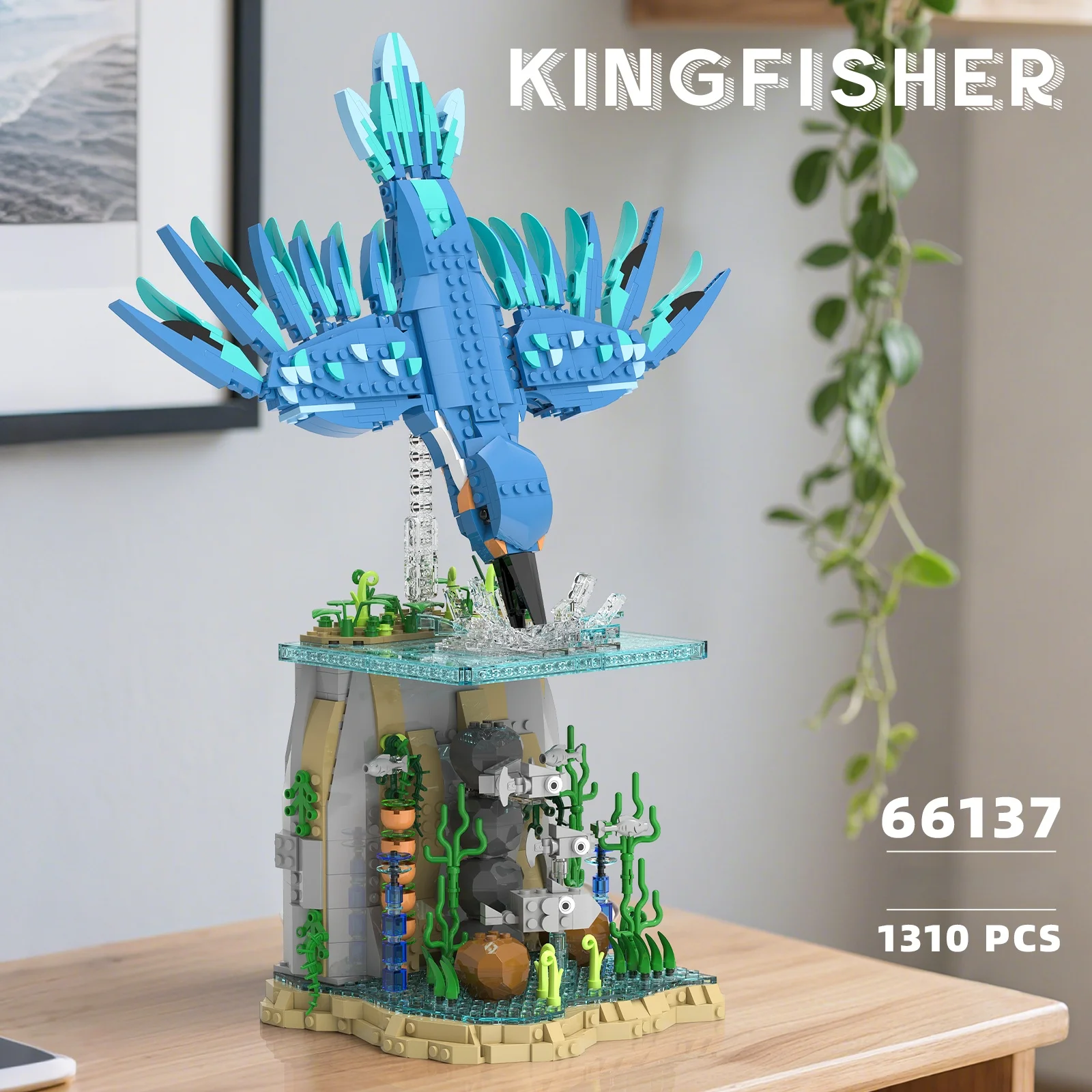 

1310PCS MOC Kingfisher Building Blocks Model, Refined Bird Sculpture, DIY Educational Display for Nature Fans