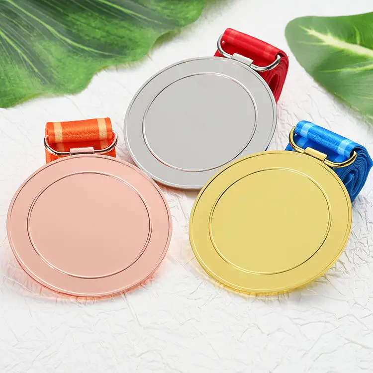 Manufacturer Wholesale Cheap Custom Your Own Logo Letter Gold Silver Copper Award Medallion Metal Sport Blank Medals with Ribbon