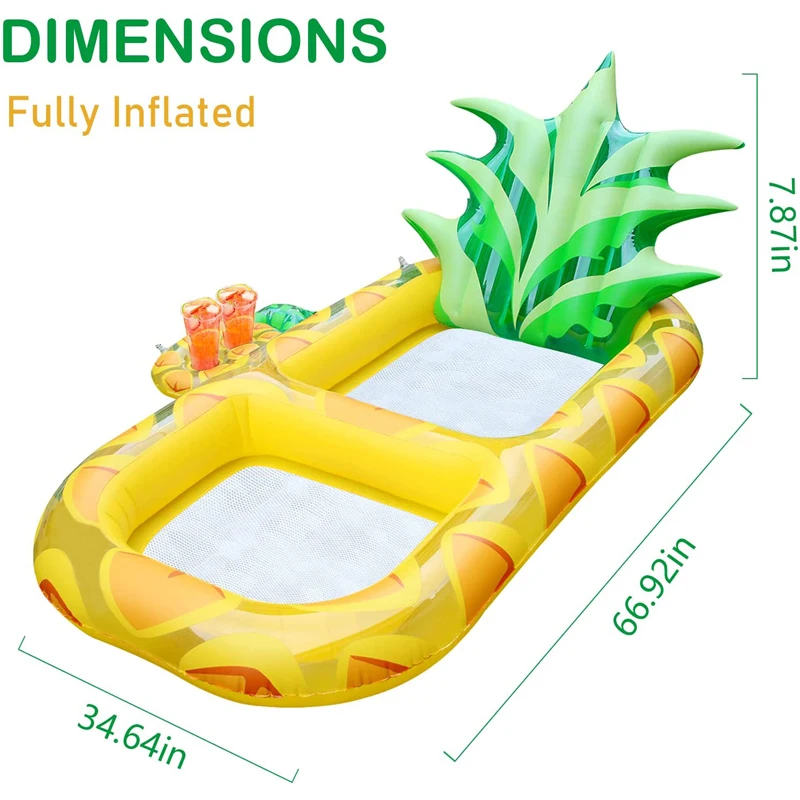 Giant Ananas Opblaasbare Zwembad Drijft 67 "Strand Floaties Volwassen Zwembad Lounger Drijft Speelgoed Voor Zwemmen Met Verstelbare Rugleuning