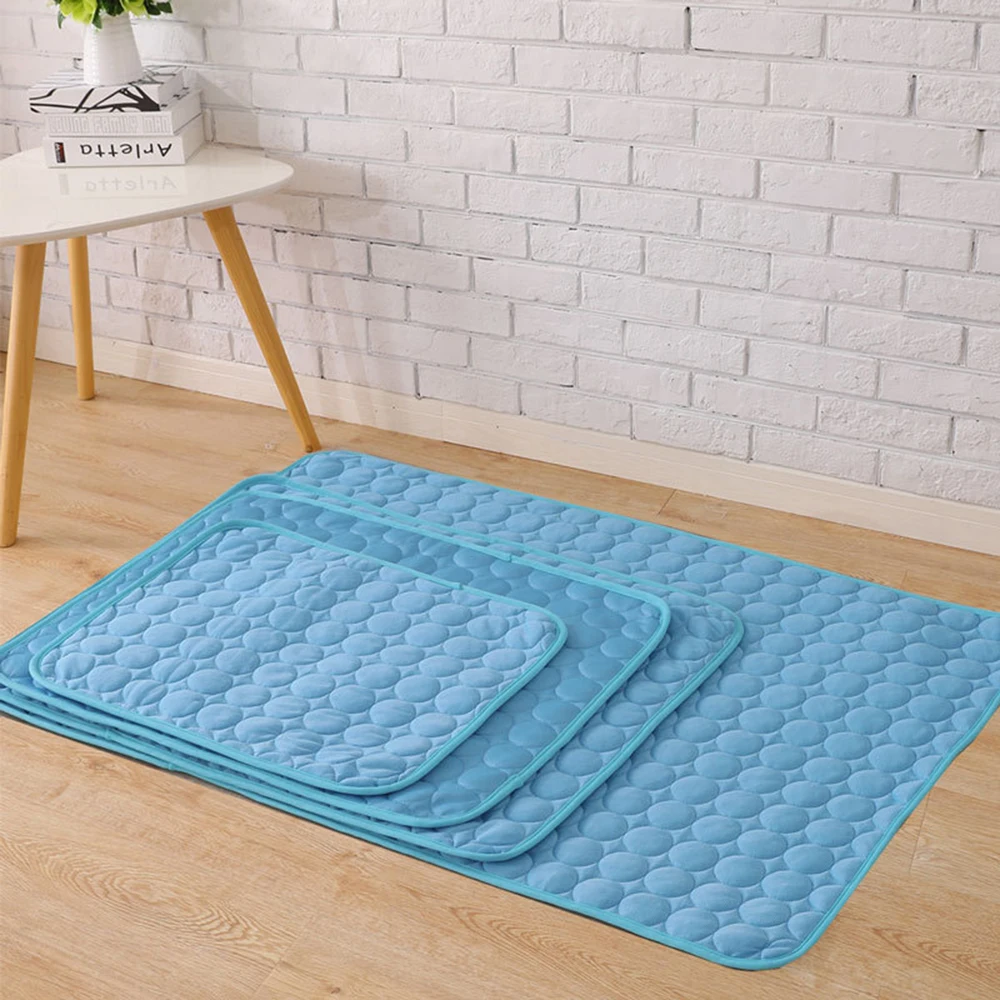 Pet Cooling Mat Dog Cat Sleeping Pad Cool Ice Silk Moisture-proof Mattress Cushion Summer Small Animal Cold Bed 5 sizes