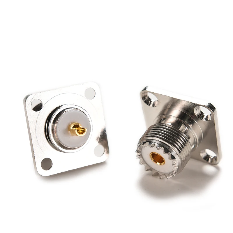 1/2/5Pcs UHF SO-239 Female 4-holes Flange Panel Chassis Bulkhead Socket Mount Adapter SO239 UHF Female 4hole Flange Connector