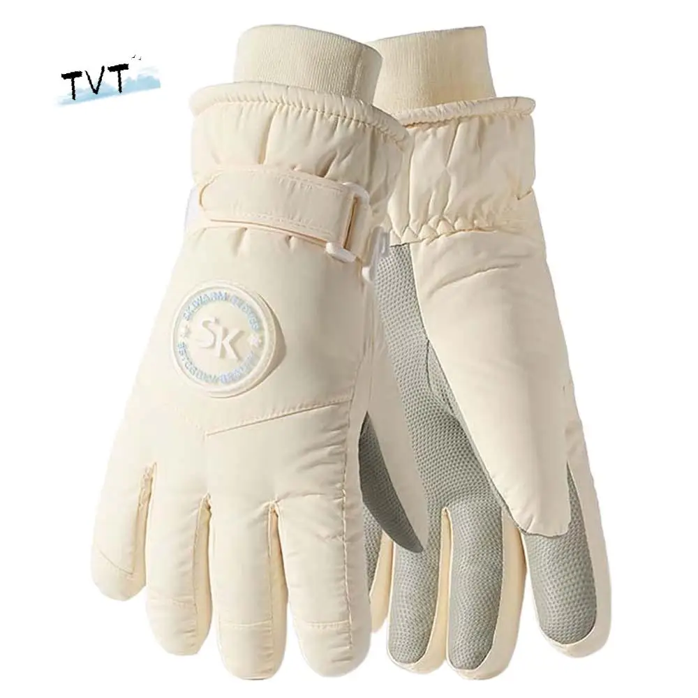 

Oxford Cloth Plush Thickened Gloves Soft Coral Fleece Unisex Windproof Gloves Touch Screen Anti-slip Finger Mittens Outdoor