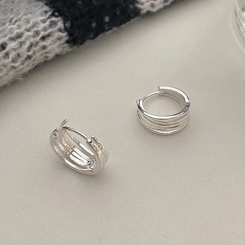 Retro Personality 925 Sterling Silver Lines Cross Woven Hoop Earrings for Women Girls Korean Jewelry Accessories Gifts Colorfast