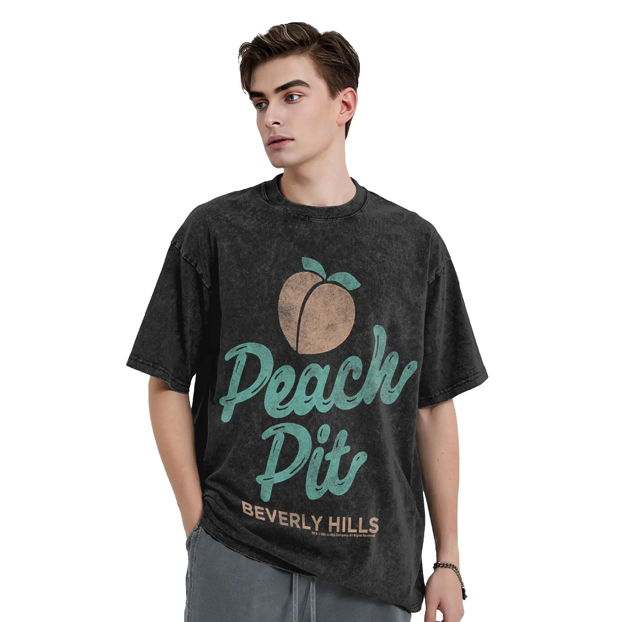 Beverly Hills 90210 Peach Pit Logo T Shirt Beach  Streetwear T Shirts Cotton Tshirt For Couple Short Sleeve Custom DIY Tops