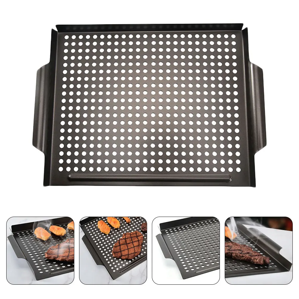 

Non stick Roaster Pan Large Capacity Fry Pan Barbecue Tool BBQ Grill Plate Outdoor Accessories Lightweight Compact