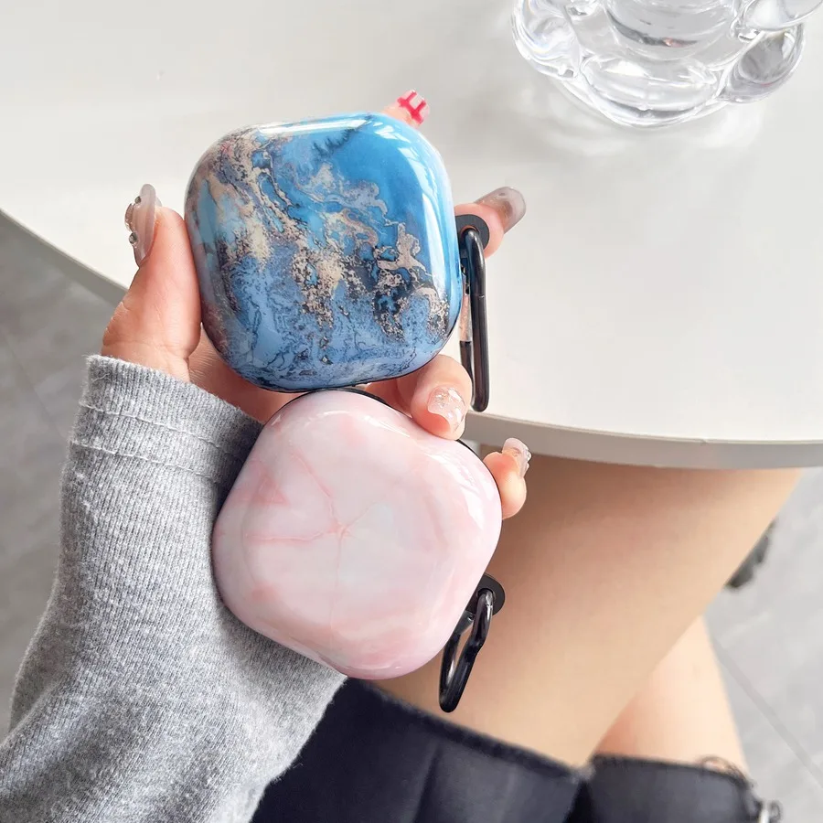 Luxury Marble Shell for Samsung Galaxy Buds Live / Buds2 pro / Buds Pro Case Silicone earphone Accessories Box For galaxy 2pro