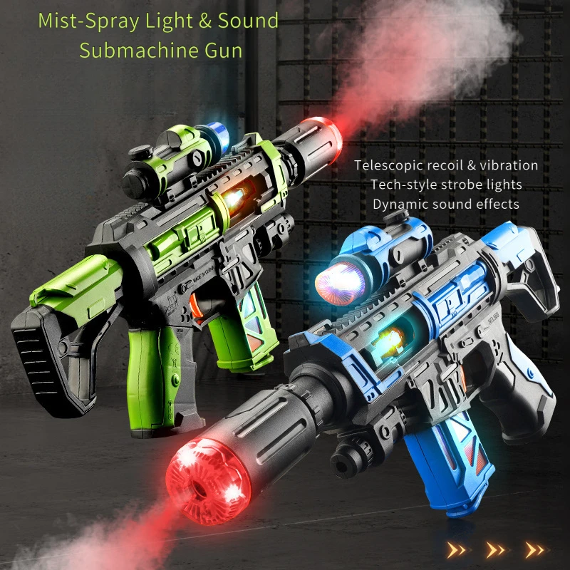 Realistic Spray Gun Electric Toy Vibrating Machine Gun Submachine Gun Sound Light Music Effects Model For Kids Boys Gift