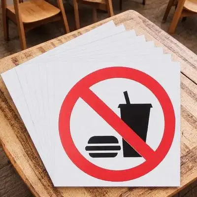 

4pcs No Food Or Drink Sticker Self Adhesive Warning Decal For Office Door Indoor Outdoor Use Durable Pvc Wall Sign No Food