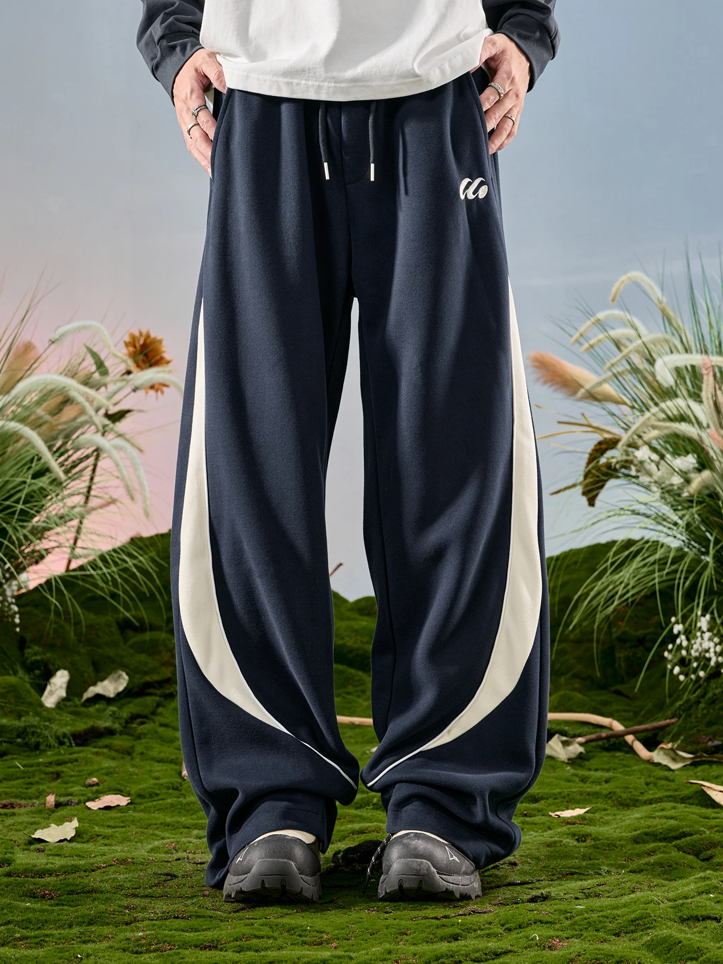 

Nuthink American Sle Color Blo Embroidered Wide Leg Sweatpants Casual Sports Long Trousers for Men And Women Winter New A...