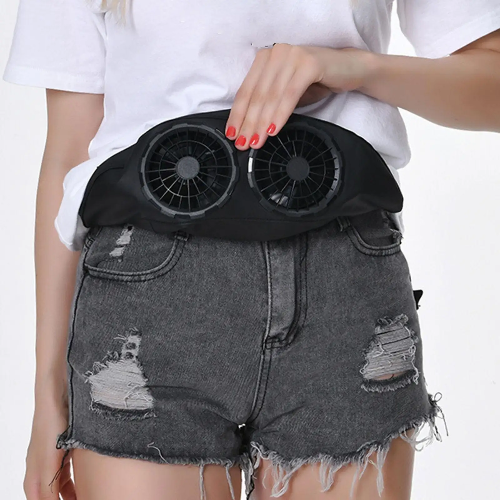 

Fanny Pack Waist Fan USB Bags Hand Free Casual Fashion Belt Fan Waist Bag for Working Fishing Mountaineering Walking Trekking