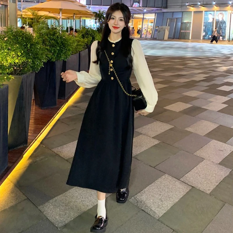 

Юбка трапециевидной формы, женские платья с длинными рукавами, весенне-осеннее корейское платье во французском стиле в стиле Харадзюку, распродажа, женское платье 202.