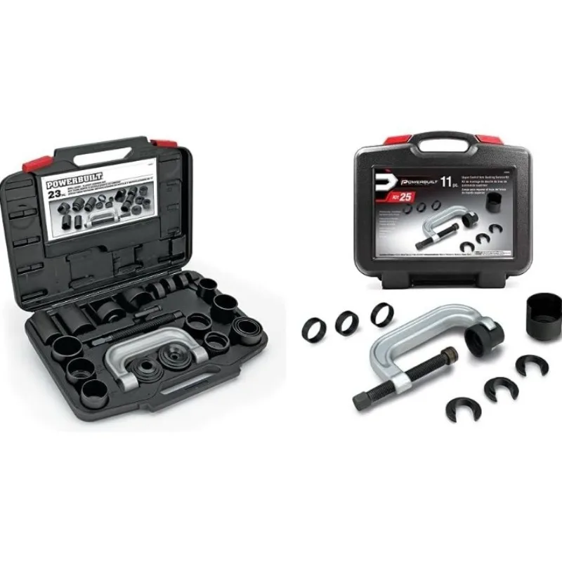 

Powerbuilt Ball and U Joint Service Set, 23 Piece Tool Kit, Remove and Install Ball Joints, Receiving Tube, Adapters, Sockets