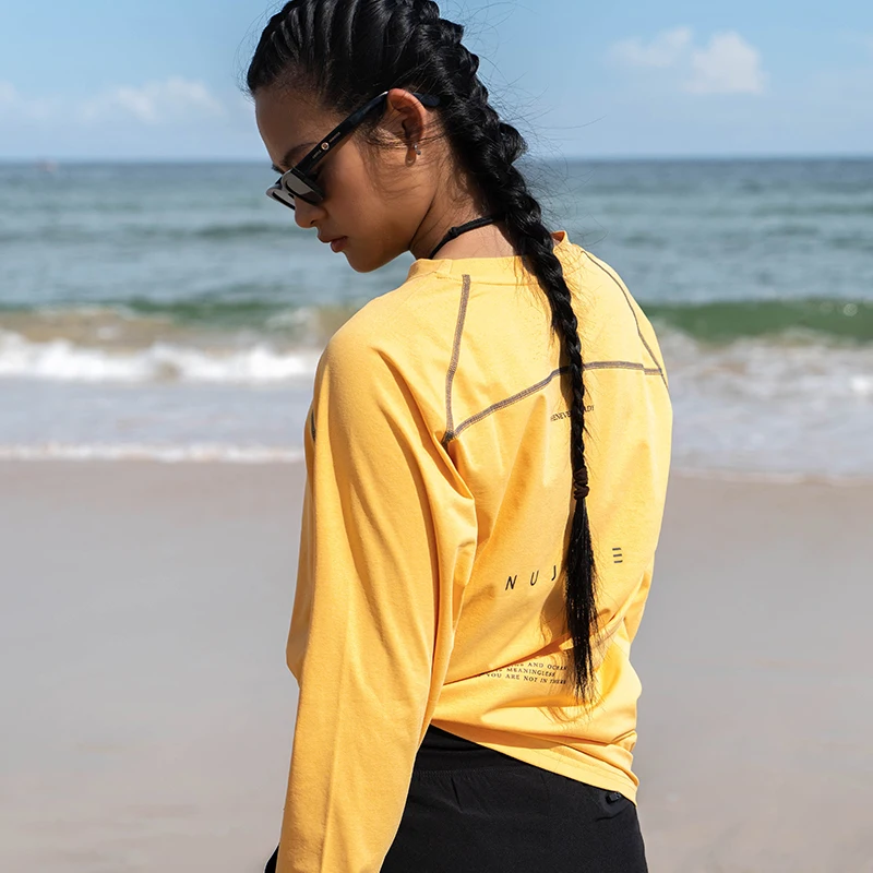 Nu-June Breathable Women Workout Top Tshirt UPF50+ Quick Dry Plus Size Unisex Running Fitness Clothing Beachwear Set
