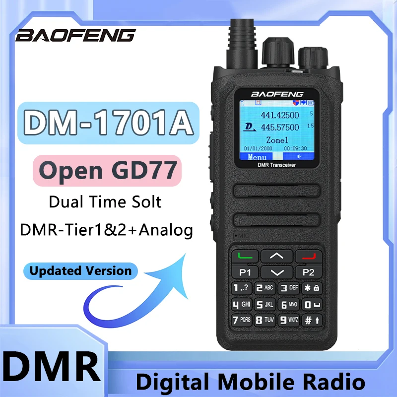 DMR DM-1701A Upgrade Open GD77 5W Baofeng Digital Walkie Talkie Longe Range Dual Mode Analog Dual Time Slot Tier 1+2 Ham Radio