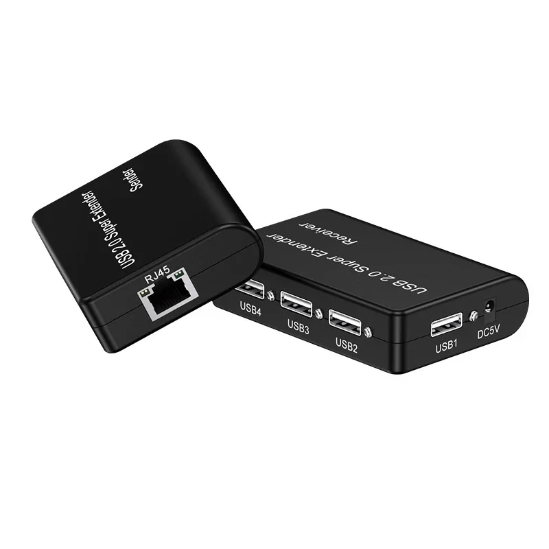 Супер 4-портовый сетевой удлинитель USB 2.0 через кабель Ethernet RJ45 Cat5e Cat6 100 м для веб-камеры, камеры, мыши, клавиатуры, принтера, сканера